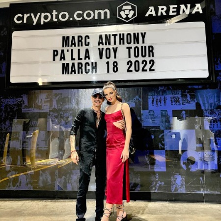 Mark Anthony with his wife Nadia Ferreira during his PA'LLA VOY TOUR in Los Angeles, California.